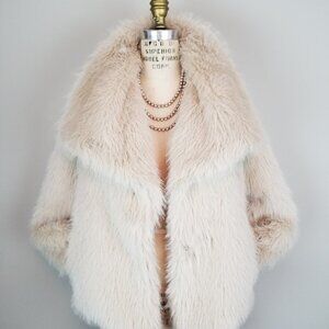 Blush Pink Dramatic Collar Faux Fur Ladies Jacket Size Medium